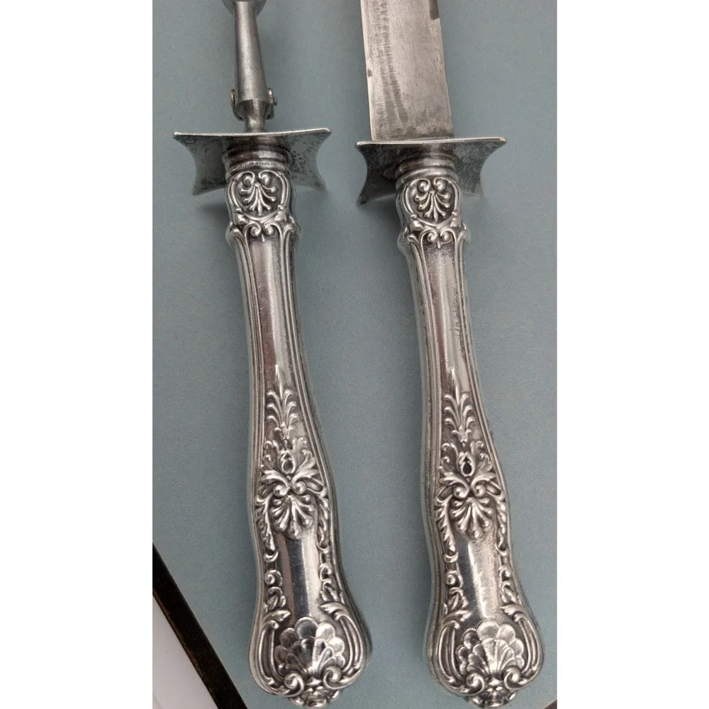 Gorham Sterling Silver Carving Set 2 Piece Knife and Fork New Queens Pattern